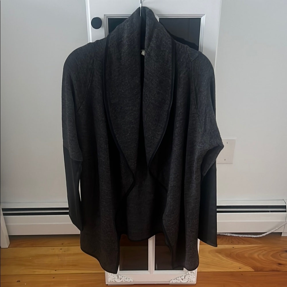 Gray Knit cardigan with Shawl Collar